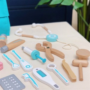 Doctor Kit para sa Mga Bata na may Ngipin Laruang Dentist Kit para sa Mga Bata Makatotohanang Wooden Doctor Set para sa Mga Bata Magkunwaring Naglalaro ng Montessori Toys Doctor Playset