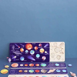 适合 3-6 岁儿童的太阳系拼图、儿童木制太空玩具、儿童行星、学前学习活动、给男孩、女孩的礼物