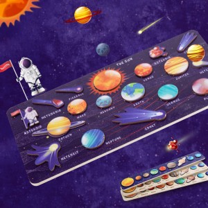 Solar System Puzzle for Kids 3-6, Wooden Space Toys for Kids, Planets for Kids, Preschool Learning Activities, Gift for Boys, Girls