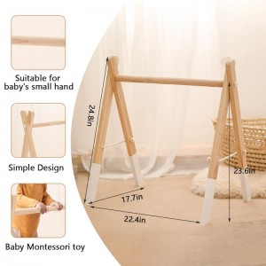 Babyspeelgym Houten babygym met 3 speelgoed Opvouwbaar speelgymframe Activity Gym Hangstang Babyspeelgoed Wit