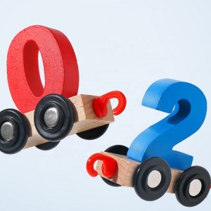 Drewniane klocki dla dzieci mały pociąg zabawki cyfrowe poznanie puzzle do wczesnej edukacji montaż zabawek