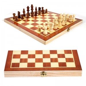 34*34CM Wooden Chess Set – Folding Board, Handmade Portable Travel Chess Board Game Sets with Game Pieces Storage Slots – Beginner Chess Set for Kids and Adults