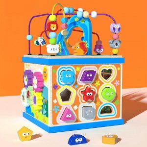 Cube d'activité pour garçons et filles de 1 2 3 4 ans, jouets Montessori en bois pour bébé, jouets d'apprentissage éducatifs pour les tout-petits, cadeau de 1er anniversaire