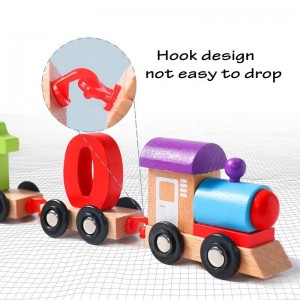 Children wooden building blocks small train toys digital cognition early education puzzle toy assembly