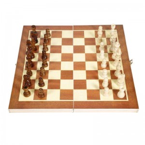 Drewniane szachy 34*34CM – składana plansza, ręcznie robione przenośne podróżne zestawy do gry w szachy planszowe z miejscami do przechowywania elementów do gry – szachy dla początkujących dla dzieci i dorosłych