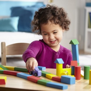 Wooden Building Set – 100 Blocks in 4 Colors and 9 Shapes