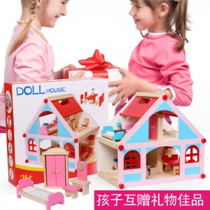 Nagradzany piękny domek dla lalek, drewniany domek do zabawy z akcesoriami dla dzieci w wieku powyżej 3 lat