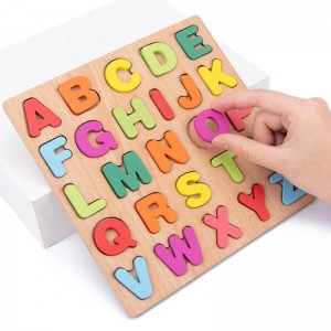 Houten alfabetpuzzel – ABC Letters Sorteerbordblokken Montessori Matching Game Jigsaw Educatief Vroeg Leren Speelgoed Cadeau voor kleuters