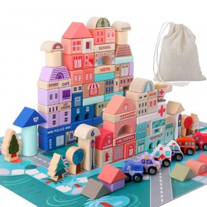 목조 빌딩 블록 세트, 도시 건설 스태커 스태킹 유치원 학습 교육 장난감, 3세 이상 소년 및 소녀 선물용 유아 장난감.