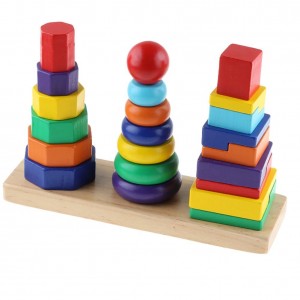 Impilatore geometrico – Giocattolo educativo in legno – Seleziona forme e giocattolo impilabile, torre impilabile per neonati, bambini piccoli e bambini dai 2 anni in su