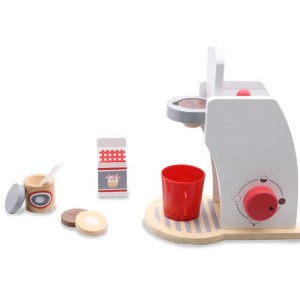 Mainan Kayu Anak-anak Mainan Pembuat Kopi Mesin Espresso Playset – Hadiah Aksesori Dapur Bermain Balita untuk Anak Perempuan dan Laki-Laki