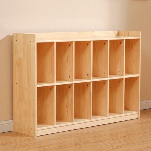 Children Wooden Classic Bookcase Storage Rack With Large Capacity Multilayer Shelving-Natural
