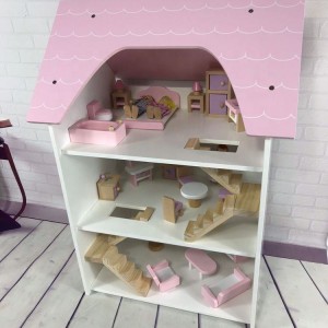 Fully Furnished Fashion Dollhouse, Pretend Play House with Accessories, Gift Toy for Kids Ages 3 4 5 6 7 8+