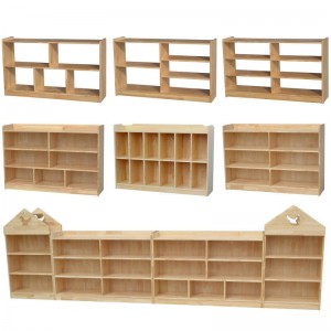 Estante clássica de madeira para crianças, estante de armazenamento com prateleiras multicamadas de grande capacidade - Natural