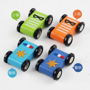 木质趣味四轨滑行车玩具儿童早教益智轨道车极速回弹惯性赛车