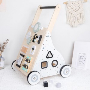 Wooden Baby Walker Push and Pull Learning Activity Walker for Boys and Girls Sit to Stand Learning Walker Toddler Toy (Natural)