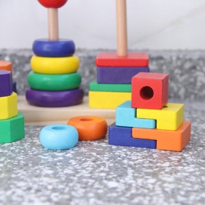 Apilador geométrico – Juguete educativo de madera – Juguete clasificador y apilable de formas, juguete de torre apilable para bebés, niños pequeños y niños a partir de 2 años