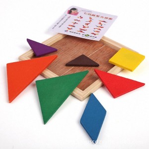 Houten tangramvormen puzzelspeelgoed met patroonkaarten voor kinderen en volwassenen - Montessori houten speelgoed, vormpuzzels manipulatieve spellen, educatieve tangrammen, hersenlogicablokken