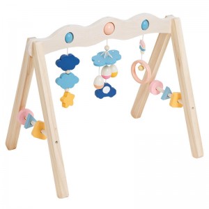 Palestra da gioco per bambini in legno, barra da appendere per palestra con attività per palestra per bambini con 3 giocattoli da palestra per bambini, regalo per neonato