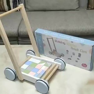 Andador de madeira para bebês, brinquedos para aprender a andar, primeiro aniversário de 1, 2 e 3 anos, presentes para meninos e meninas, com bloco de construção de madeira