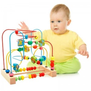 Perlenlabyrinth, Achterbahn, pädagogisches Kreisspielzeug aus Holz für Kleinkinder