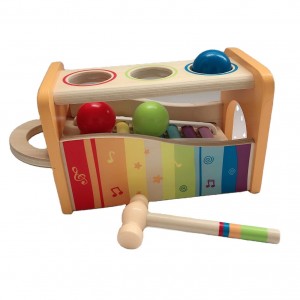 带滑出木琴的磅击敲击凳 – 适合幼儿的耐用木制音乐敲击玩具