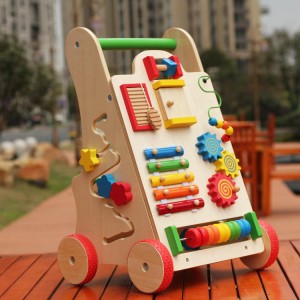 Babyspielzeug – Aktivitätsspielzeug für Kinder – Push-and-Pull-Lernwanderer aus Holz für Jungen und Mädchen – Zentrum mit mehreren Aktivitäten – Zusammenbau erforderlich – Fördert motorische Fähigkeiten und regt die Kreativität an