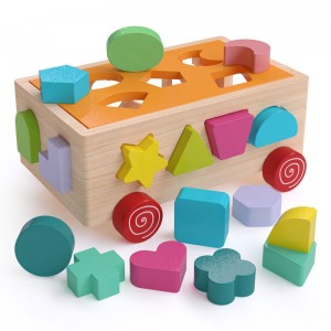 Drewniana ciężarówka do sortowania kształtów Montessori z 30 geometrycznymi blokami – edukacyjna zabawka edukacyjna dla małych dzieci w wieku 18 miesięcy i więcej dla chłopców i dziewcząt
