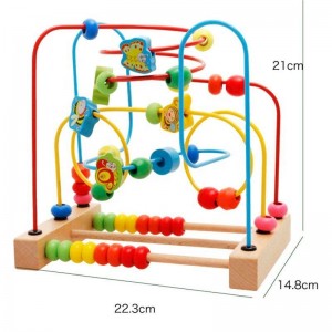 Mainan Lingkaran Edukasi Kayu Roller Coaster Labirin Manik untuk Balita