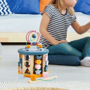 Игрушка-лабиринт из бисера для малышей. Деревянные красочные американские горки. Развивающие круглые игрушки для детей. Скользящие бусины на витках. Обучение на проволоке. Подсчет внимания ребенка и способность схватывания.