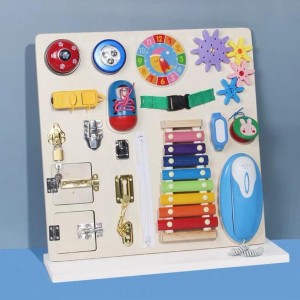 Montessori Busy Board voor 1 2 3 4 jaar oud speelgoed Leer je aan te kleden Busy Board voor peuters Kinderen Leer je aan te kleden Speelgoed 20-in-1 Busy Board