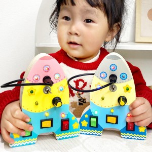 Houten zintuiglijk speelgoed voor peuter 1-3, Montessori muziekspeelgoed voor 1 2 3 4 jaar oud, educatief reisspeelgoed, drukke lichtschakelaar autisme speelgoed, verjaardag jongens meisjes geschenken