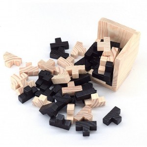 3D Wooden Brain Teaser Puzzle ,Genius Skills Builder T-Shape Pieces. Educational Toy for Kids and Adults