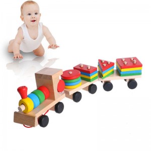 Houten trein peuterspeelgoed, vormsorteerder en stapelen van houten speelgoed, puzzelspeelgoed voor 1 2 3 jaar oude jongens meisjes, voorschools educatief speelgoed, voor kinderen
