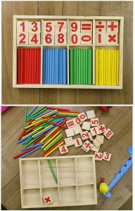 Compter les blocs et les bâtons de nombres |Jouets Montessori pour l'apprentissage des enfants |Fournitures scolaires à domicile pour les manipulations mathématiques |Tiges en bois éducatives pour tout-petits avec plateau de rangement