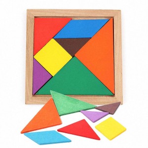 Juguetes de rompecabezas de formas de Tangram de madera con tarjetas de patrones para niños y adultos - Juguete de madera Montessori, juegos manipulativos de rompecabezas de formas, Tangrams educativos, bloques de lógica cerebral