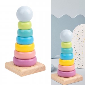 Pierścienie do układania zabawki drewniane Rainbow Stacker maluch zabawki edukacyjne na 18 miesięcy 2-letnie chłopięce dziewczęta nietoksyczne