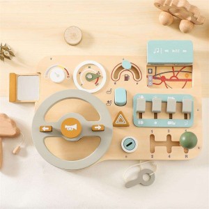 Jucărie Montessori Volan de mașină din lemn Placă ocupată Jucării senzoriale pentru copii mici – Placă de activități pentru copii mici – Activități educaționale pentru copii promovează abilitățile motorii fine Jucării – Cadouri pentru copii