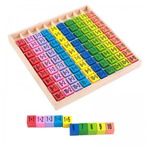 Houten vermenigvuldigings- en rekentafelbordspel, Montessori-wiskundemanipulatie voor kinderen Leren speelgoedcadeau, vanaf 3 jaar oud – 100 houten telblokken