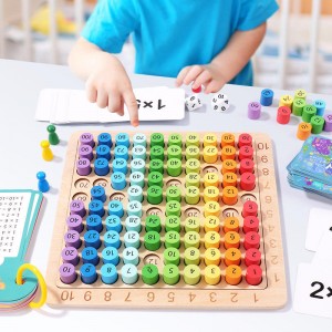 Wooden Montessori Multiplication Board Montessori Preschool Learning Toys Math Keyboard Development and Education Toys Suitable for Children Over 4 Years Old