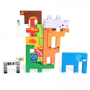 Drewniane puzzle Chunky – zabawki zwierzątka dla dzieci, drewniane puzzle dla maluchów w wieku 2+