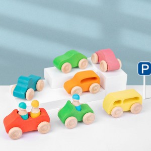 Blok Bangunan Dunia Mainan Kayu – Mobil dengan Boneka Pasak |Set Blok Mainan Alam
