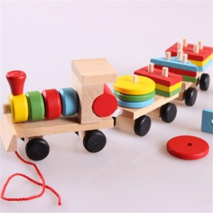 木製電車幼児おもちゃ、形状選別機と積み重ね木製おもちゃ、1 2 3歳の男の子、女の子向けのパズルおもちゃ、就学前教育玩具、子供用