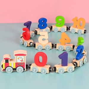 Set de tren din lemn pentru matematică, 11 buc, pentru copii mici, cu număr magnetic, jucării cu tren, cu motor, mașini, jucării educative Montessori, copii, băieți, fete, 3 4 5 ani