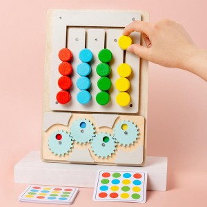 Montessori-leerspeelgoed Glijpuzzel Kleur en vorm Matching Brain Teasers Logicaspel Voorschools educatief houten speelgoed voor kinderen Jongens Meisjes Leeftijd 3 4 5 6 7 jaar oud Reisspeelgoed Verjaardagscadeaus voor kinderen