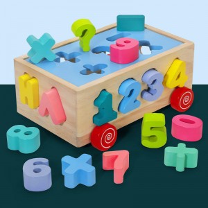 Montessori-Formsortierwagen aus Holz mit 30 geometrischen Blöcken – Lernspielzeug für Kleinkinder ab 18 Monaten für Jungen und Mädchen