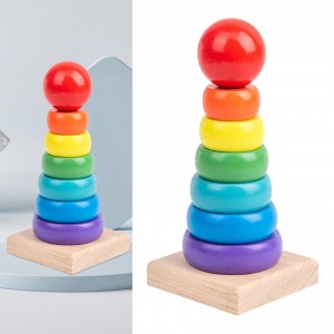 Stapelen Ringen Speelgoed Houten Regenboog Stapelaar Peuter Leren Speelgoed voor 18 Maanden 2 Jaar Oude Baby Jongens Meisjes Niet giftig