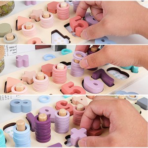 Teka-teki Angka Kayu untuk Aktivitas Balita – Mainan Montessori untuk Balita Permainan Menghitung Menyortir Bentuk untuk Anak Usia 3 4 5 Tahun – Mainan Pembelajaran Matematika Prasekolah untuk Balita