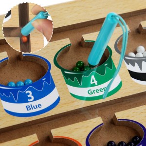 Kleur- en nummerdoolhof – Houten Clip Kraal Spelbordpuzzels Peuteractiviteiten Tellen Matchspellen Montessori Fijne motoriek Speelgoed