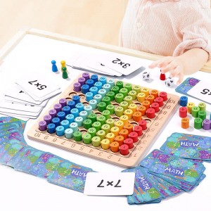 Tablero de multiplicación Montessori de madera, juguetes de aprendizaje preescolar Montessori, juguetes educativos y de desarrollo de teclado matemático adecuados para niños mayores de 4 años